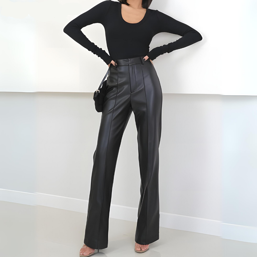 Nova - High-waisted pants with hidden zipper