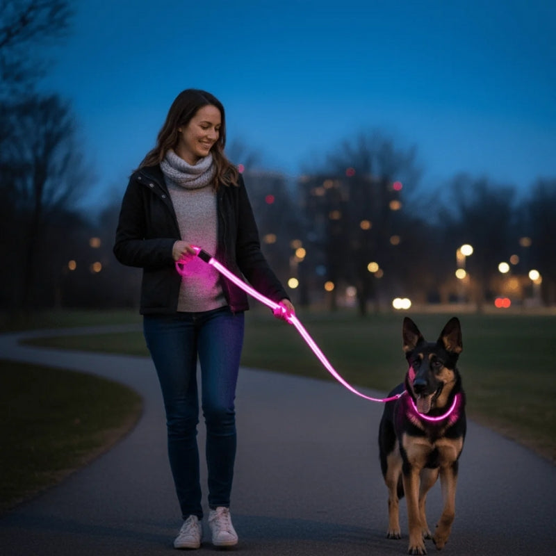 LumaPaw – USB rechargeable LED dog leash with reflective strip