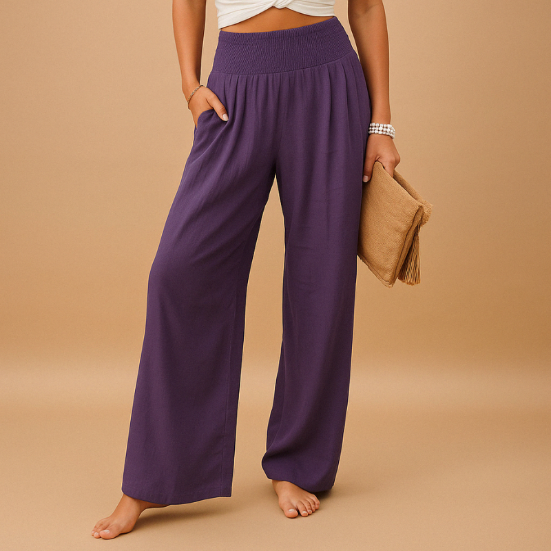 Pantalon large pour femme avec taille élastique