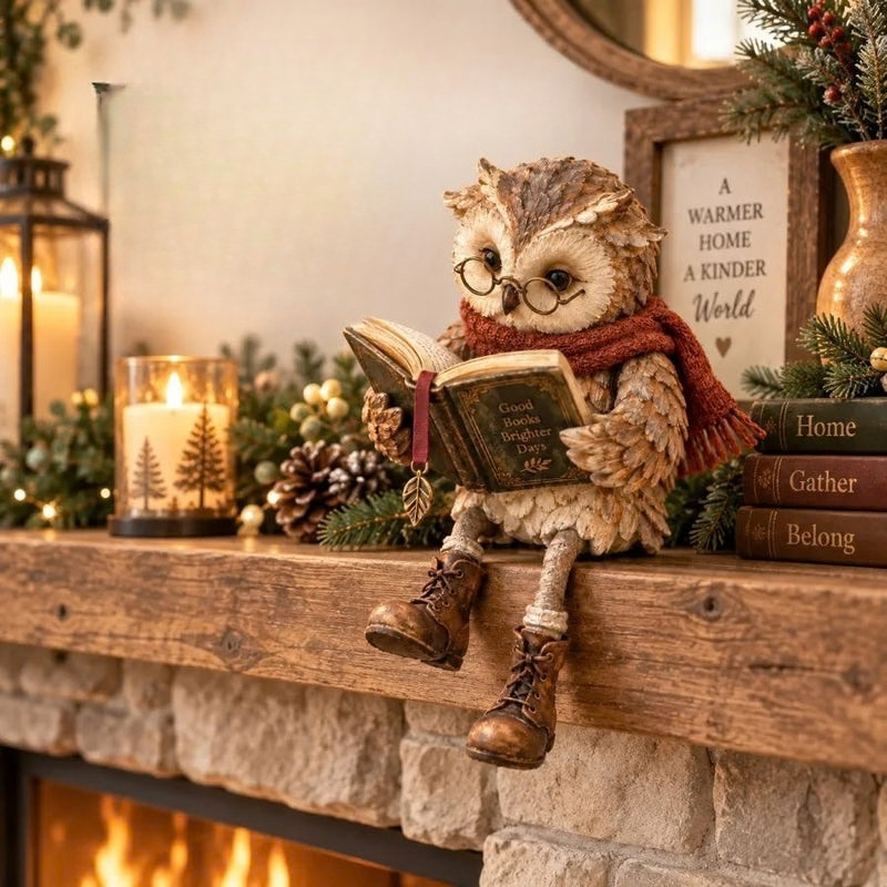 Pageowl - Statuetta di gufo con libro per la decorazione d'interni