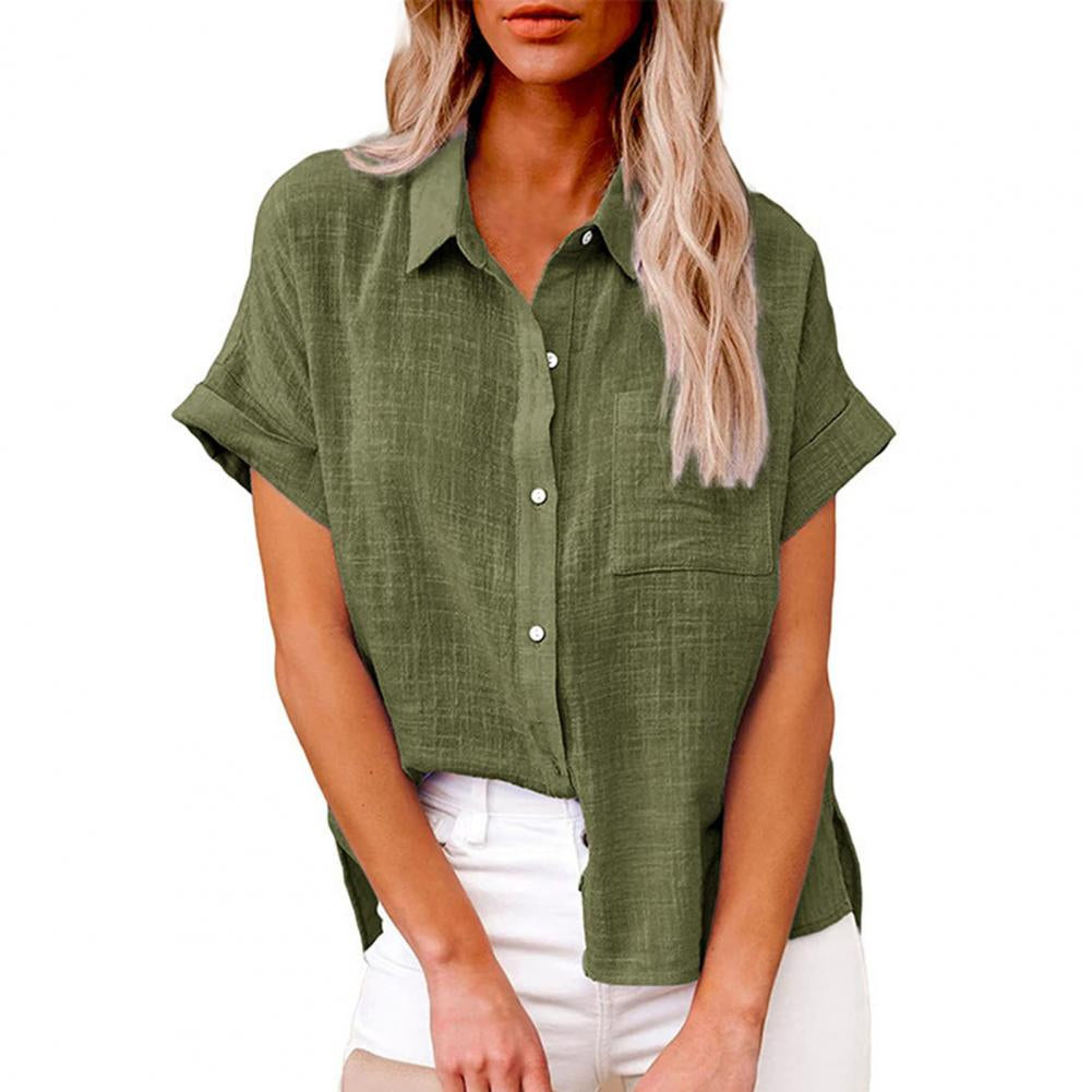 Sofia – Bluza casual largă cu mâneci scurte și nasturi