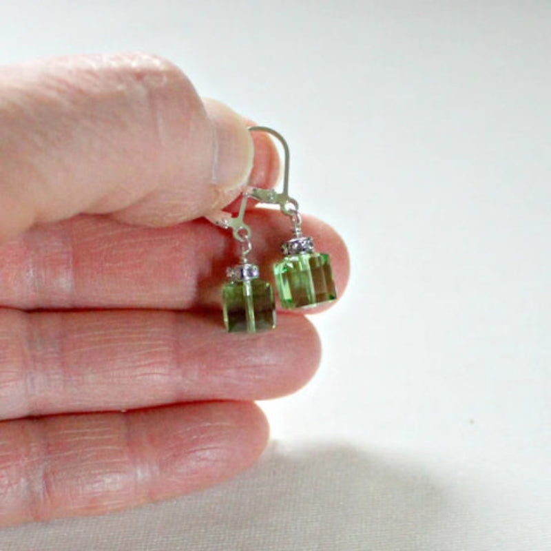 Lina - Dangle Earrings with Square-Shaped Decorative Accent