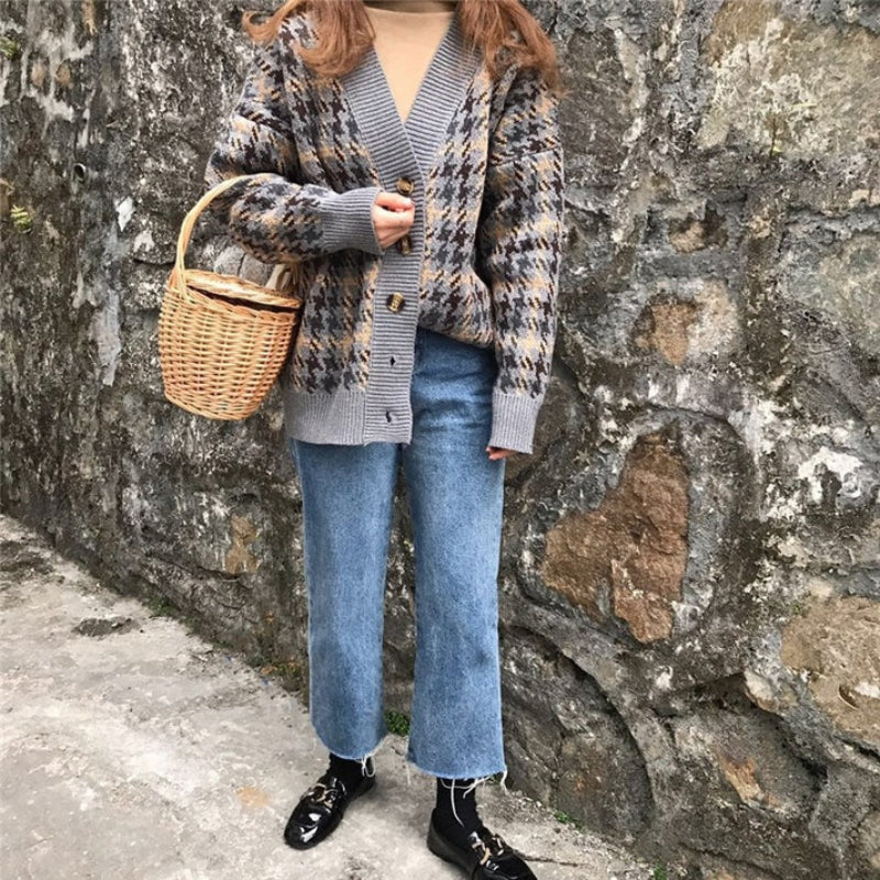 Aerin – Cardigan imprimé ample avec col en V et boutons