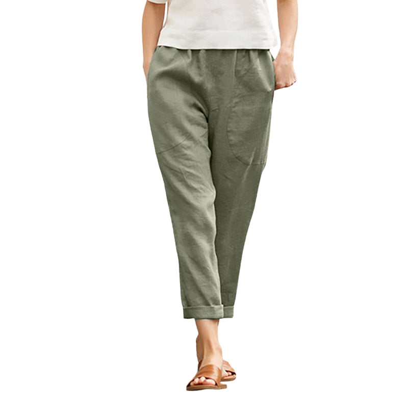 Isabella – Pantaloni Largi cu Croială Relaxată, Picior Drept și Buzunare Laterale