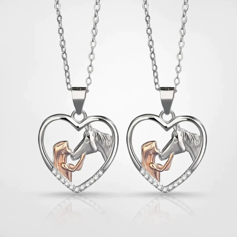 Mother’s Day Gift | Heart Pendant Necklace with Horse's Head