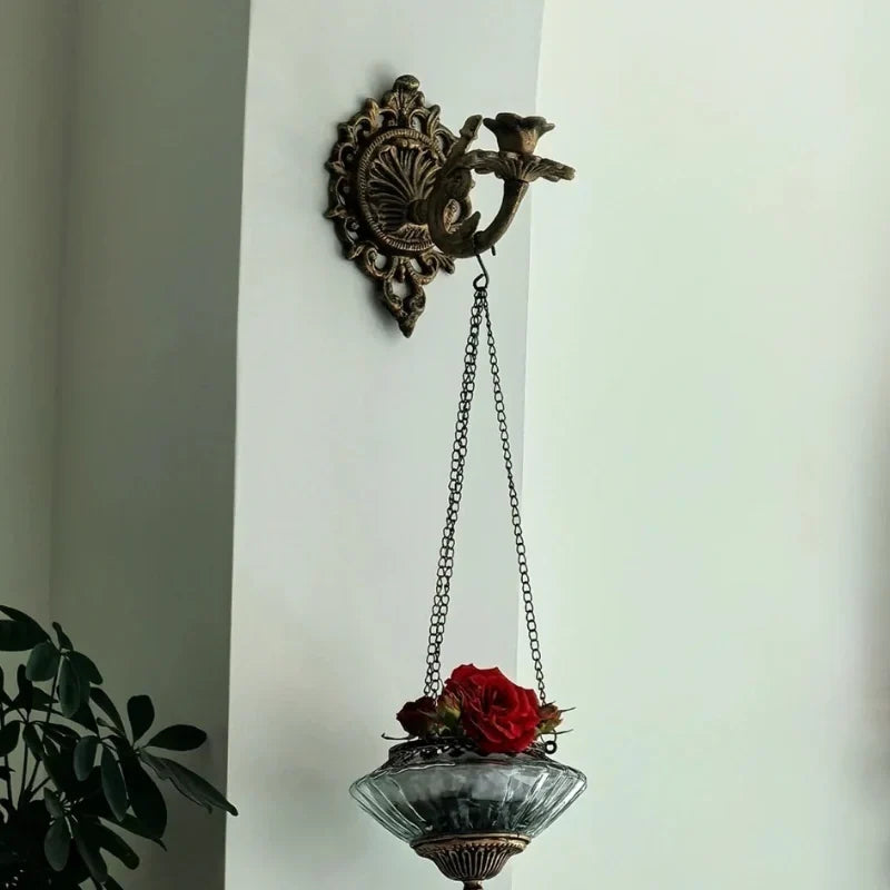 OrnateFlame - Wall Sconce With Forged Iron Design For Taper Candle