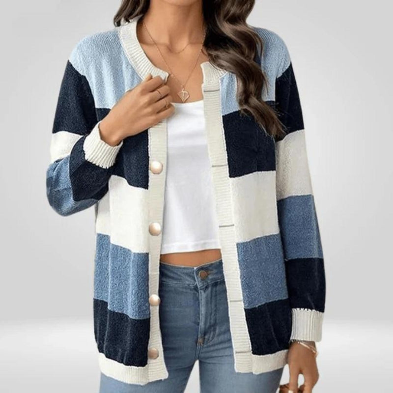 Annabelle – Cardigan a maniche lunghe con chiusura a bottoni e scollo rotondo