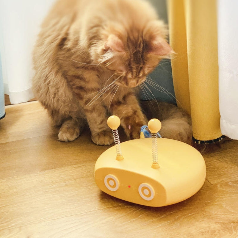 KittyJoy - Jouet pour chats avec balles à plumes et design rechargeable par USB