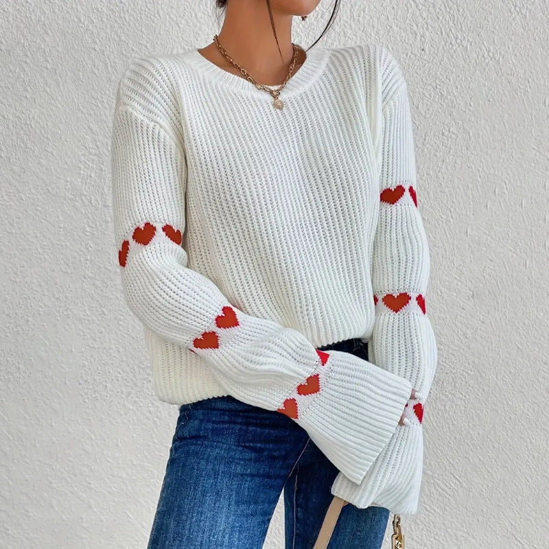 Nora - Maglione a maniche lunghe con ricamo a forma di cuore