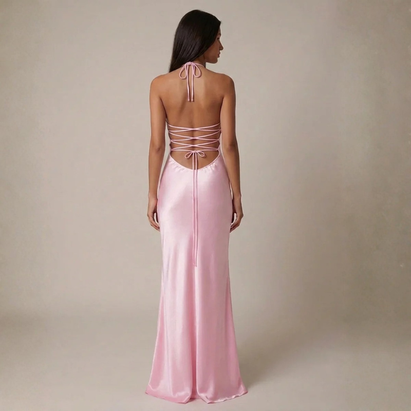 Abito lungo a linea A da donna con spalline sottili
