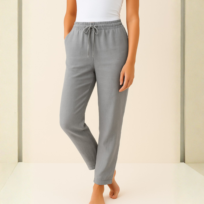 Pantaloni casual da donna a gamba larga con tasche laterali