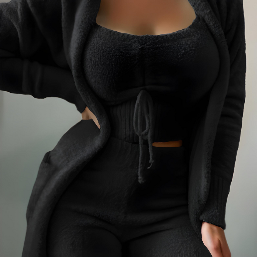 Luisa - Relaxează-te cu stil în acest set confortabil fleece din 3 piese