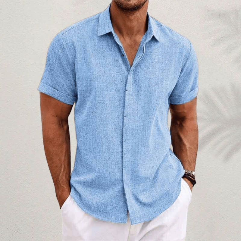 Chemise ajustée pour homme à manches courtes avec fermeture à boutons