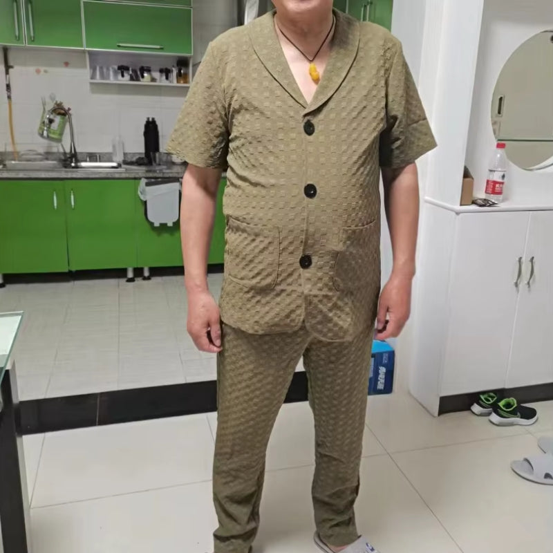 Theodore – Two-Piece Set with Short Sleeve Shirt and Wide-Leg Pants