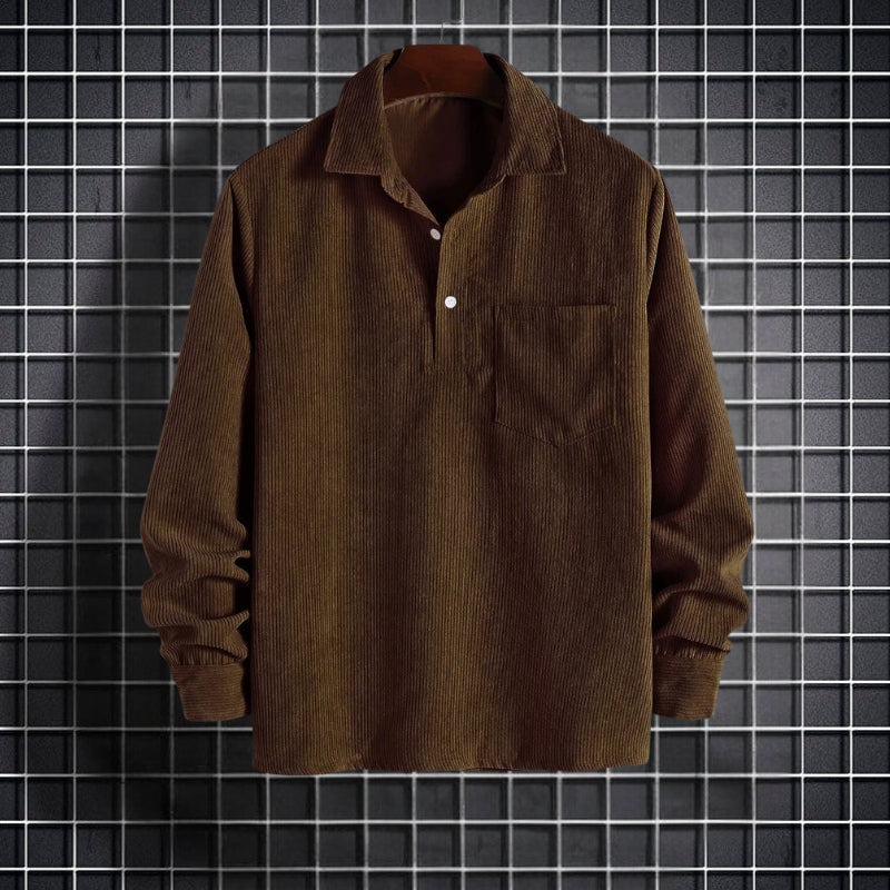William – Pull à manches longues avec col boutonné et poches