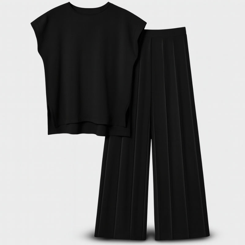 Christina - Ensemble Deux Pièces avec Top Sans Manches et Pantalon Taille Haute