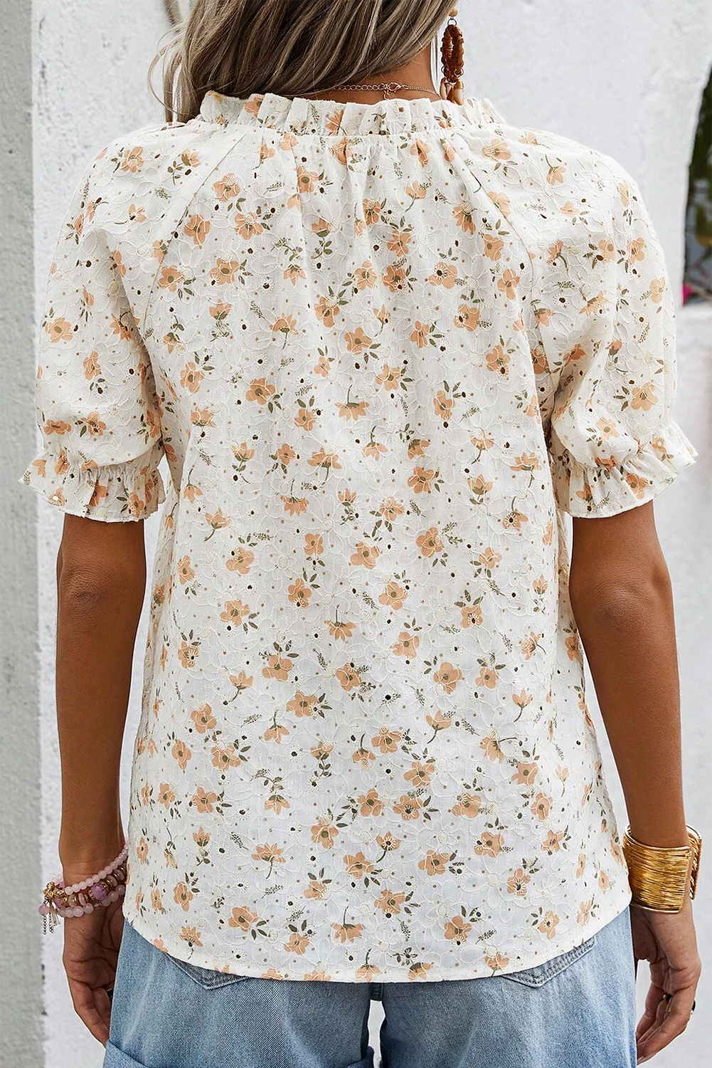Anna - Elegante camicetta con scollo a V e stampa floreale