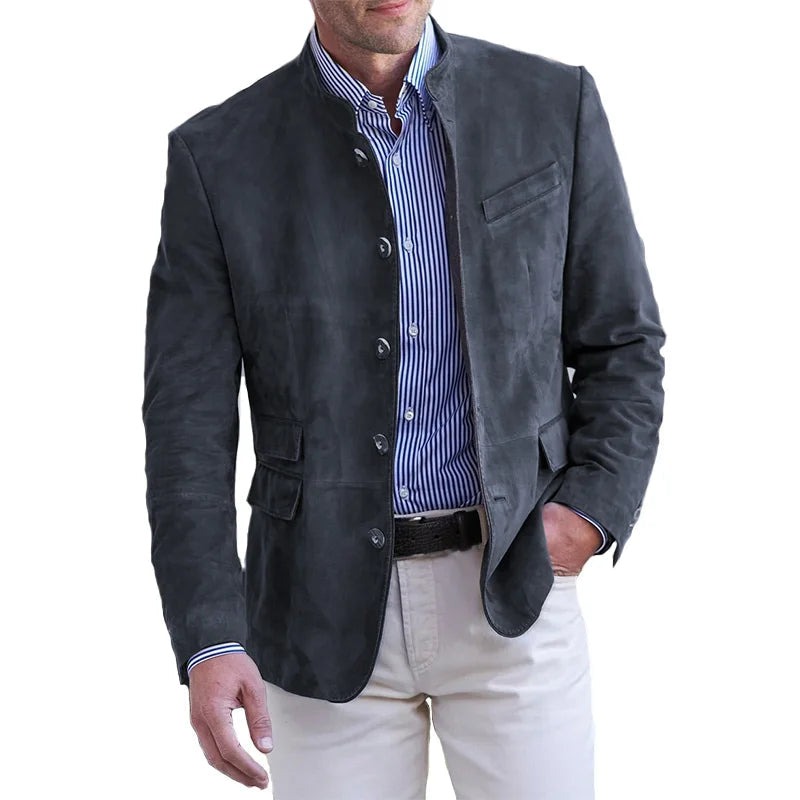 Robert – Long Sleeve Jacket with Multiple Pockets and Button Closure
