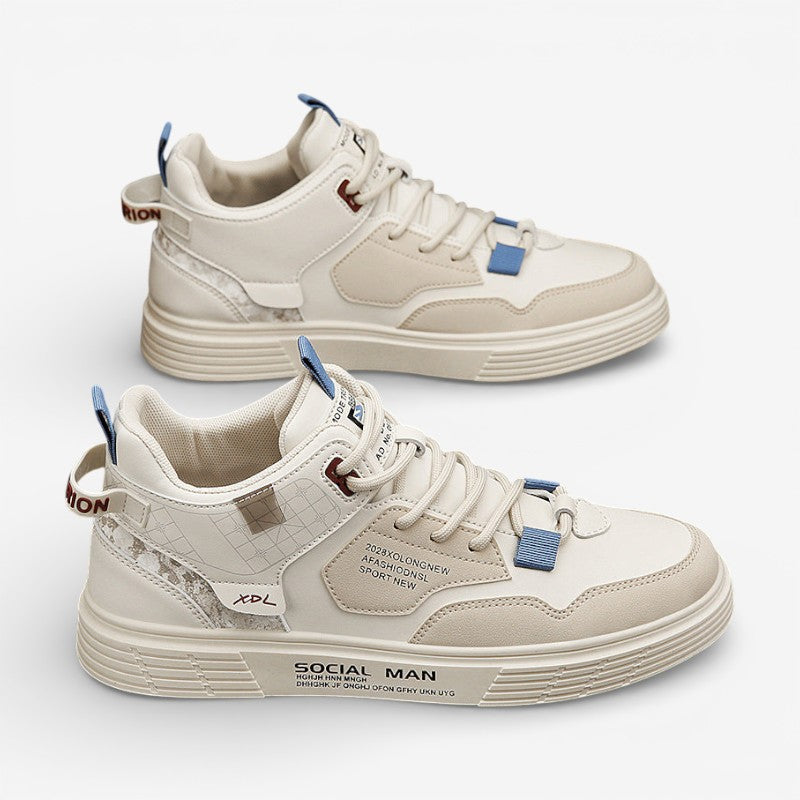 Noah – Flat Sole Round Toe Sneakers With Lace up Closure