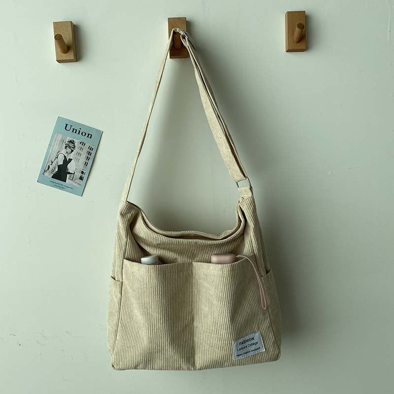 Emma - Stylish corduroy shoulder bag with adjustable straps