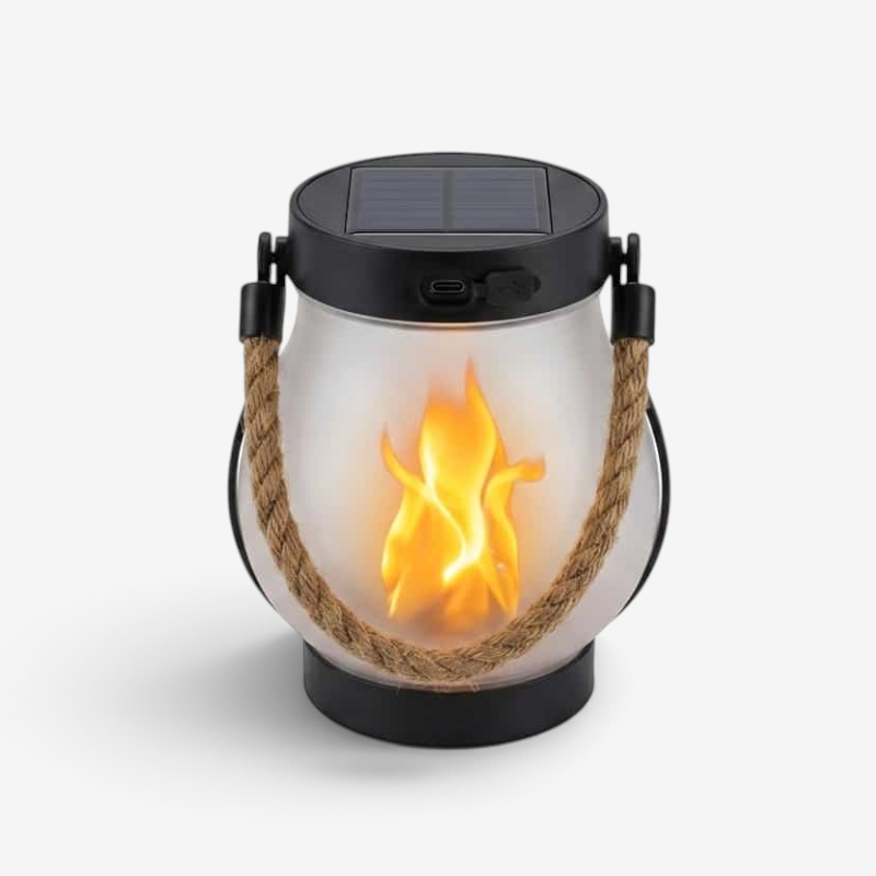 EmberNest - Lâmpada solar de exterior com efeito de chama cintilante