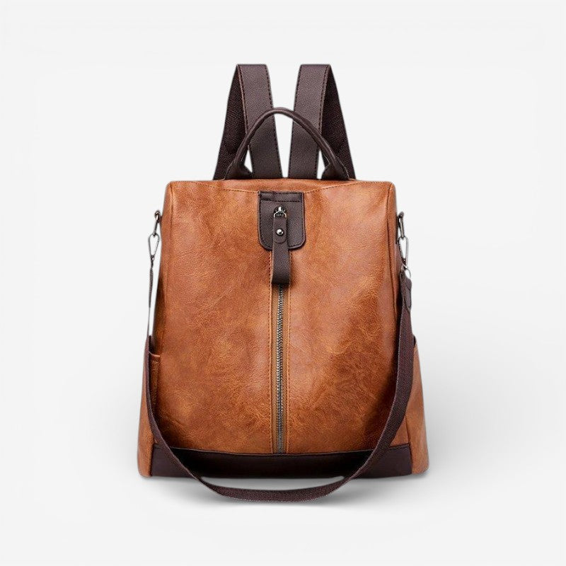 Florence – Large Capacity Backpack with Adjustable Straps | Main Compartment with Zipper for Organized Storage | Lightweight Practical Everyday Use | Standard Size | Brown, Black, White, Green