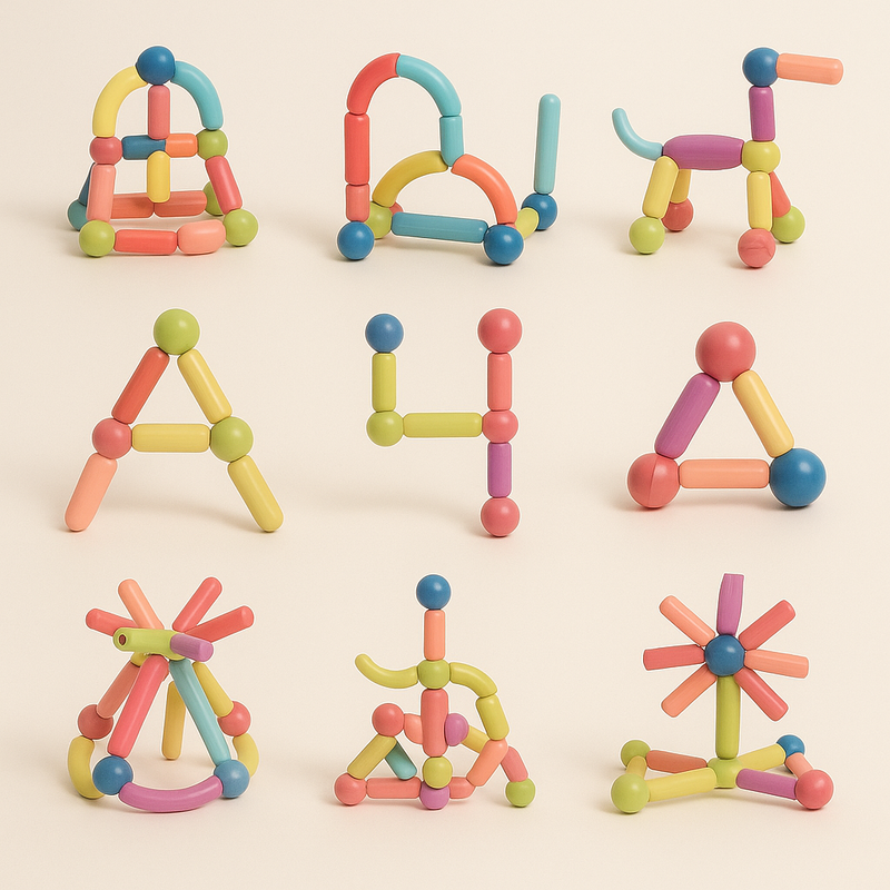 BuildBlox – Ensemble de construction avec bâtonnets pour création de formes créatives et jeu pratique