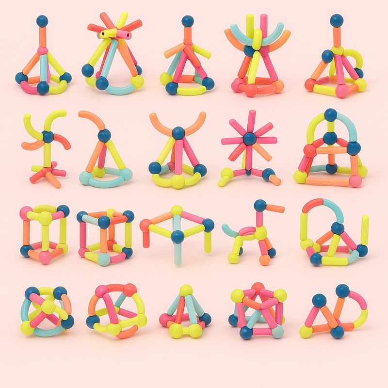 BuildBlox – Ensemble de construction avec bâtonnets pour création de formes créatives et jeu pratique