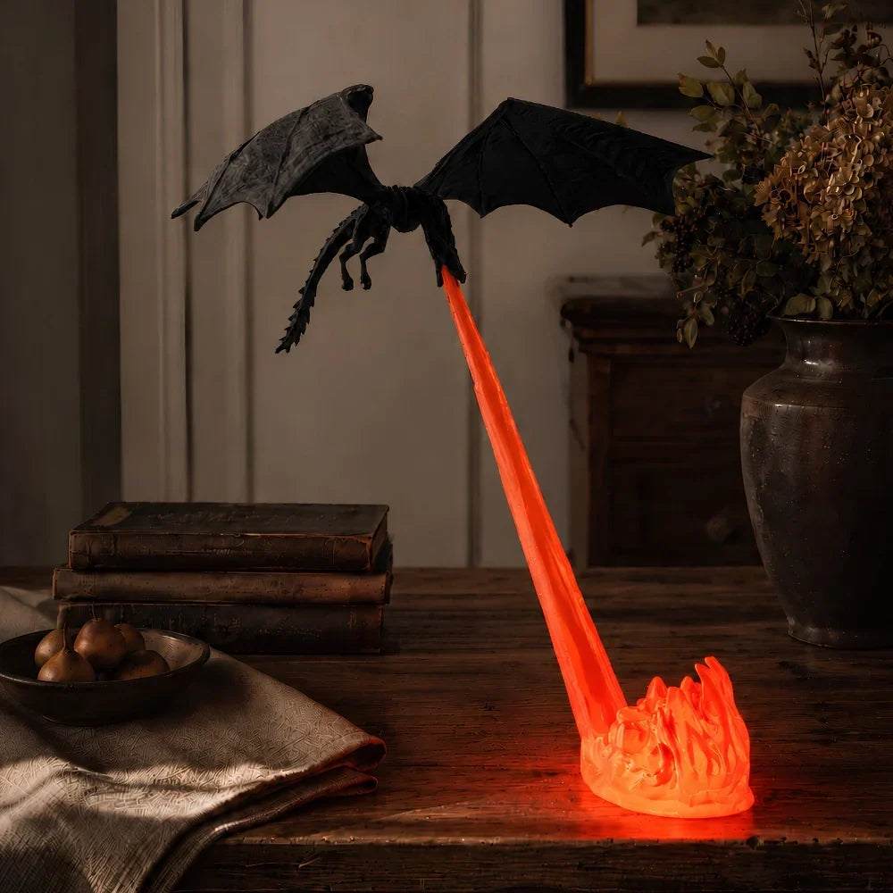 DracoGlow - Lampe de nuit en forme de dragon avec effet de flamme