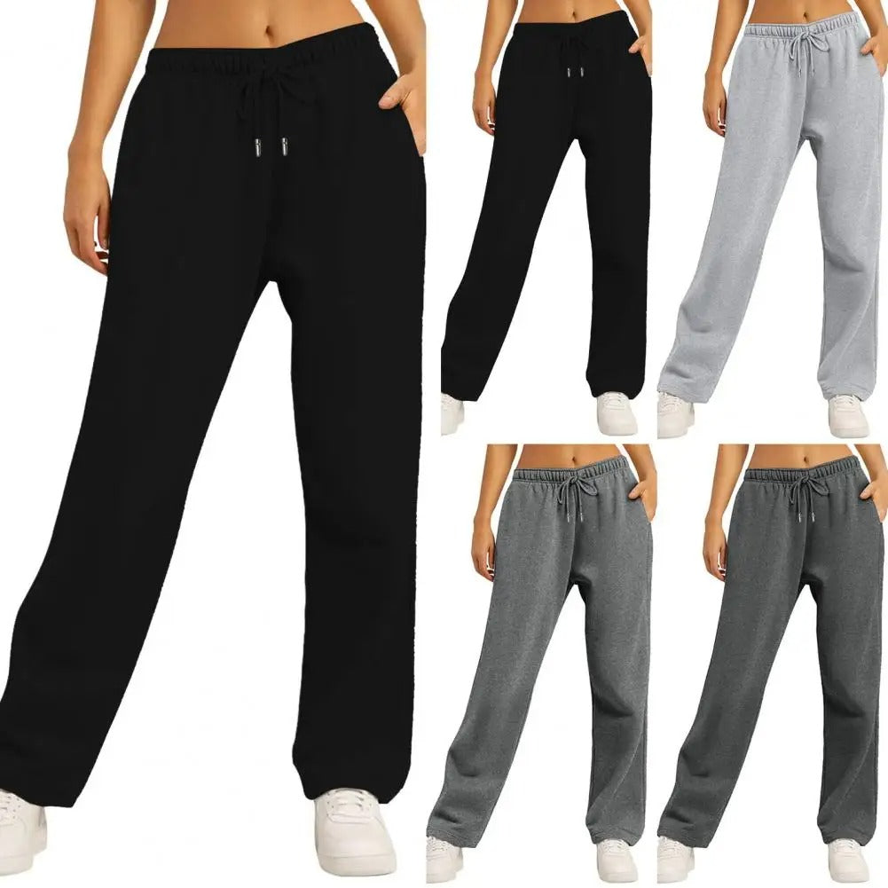 Maria - Pantaloni sport confortabili cu picioare largi, talie elastică și buzunare