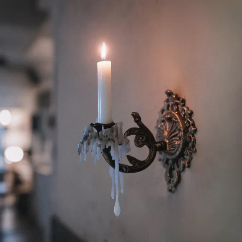 OrnateFlame - Wall Sconce With Forged Iron Design For Taper Candle