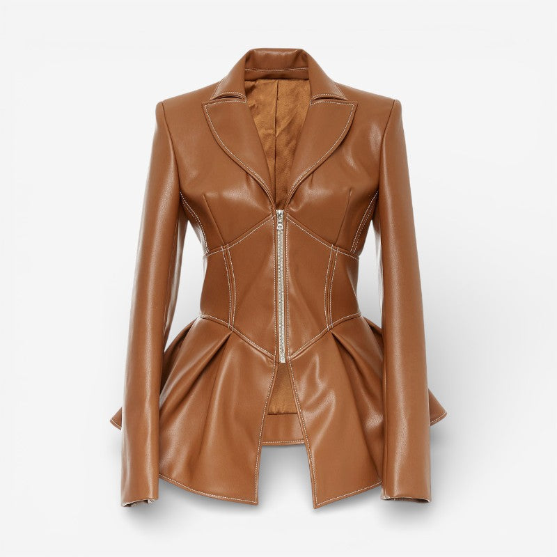 Celeste - Manteau à manches longues, coupe trapèze et fermeture éclair