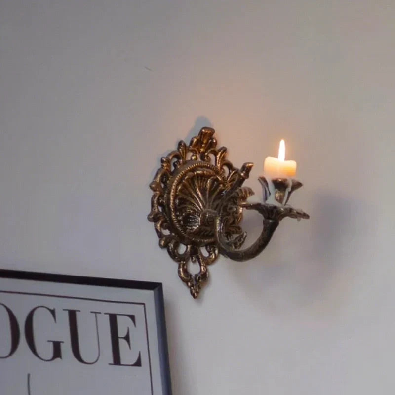 OrnateFlame - Wall Sconce With Forged Iron Design For Taper Candle
