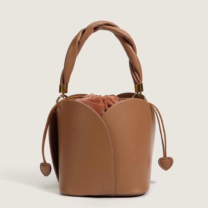 Lily - Elegant Bucket Bag with Floral Pattern and Drawstring Closure