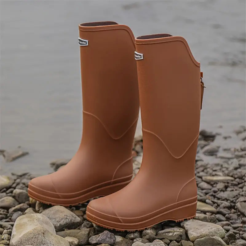 Blina – Bottes de pluie montantes jusqu'aux genoux avec semelle texturée et fermeture éclair élégante