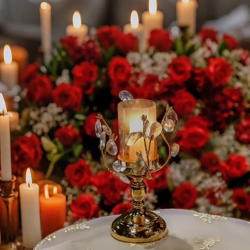 CrystalWick - Crystal Glass Candle Holder With Faceted Details