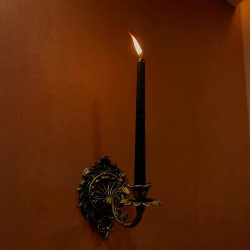 OrnateFlame - Wall Sconce With Forged Iron Design For Taper Candle