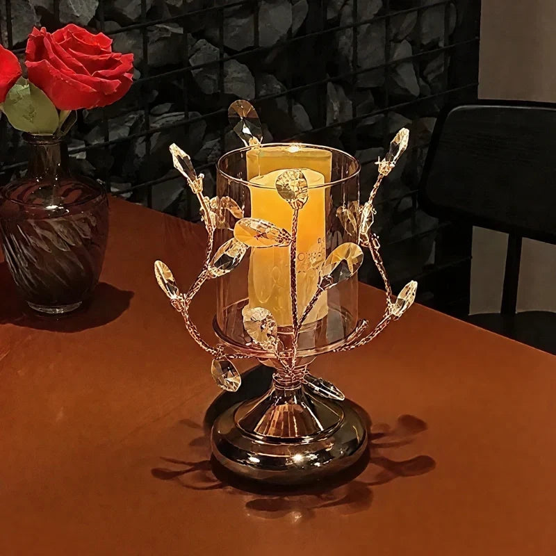 CrystalWick - Crystal Glass Candle Holder With Faceted Details
