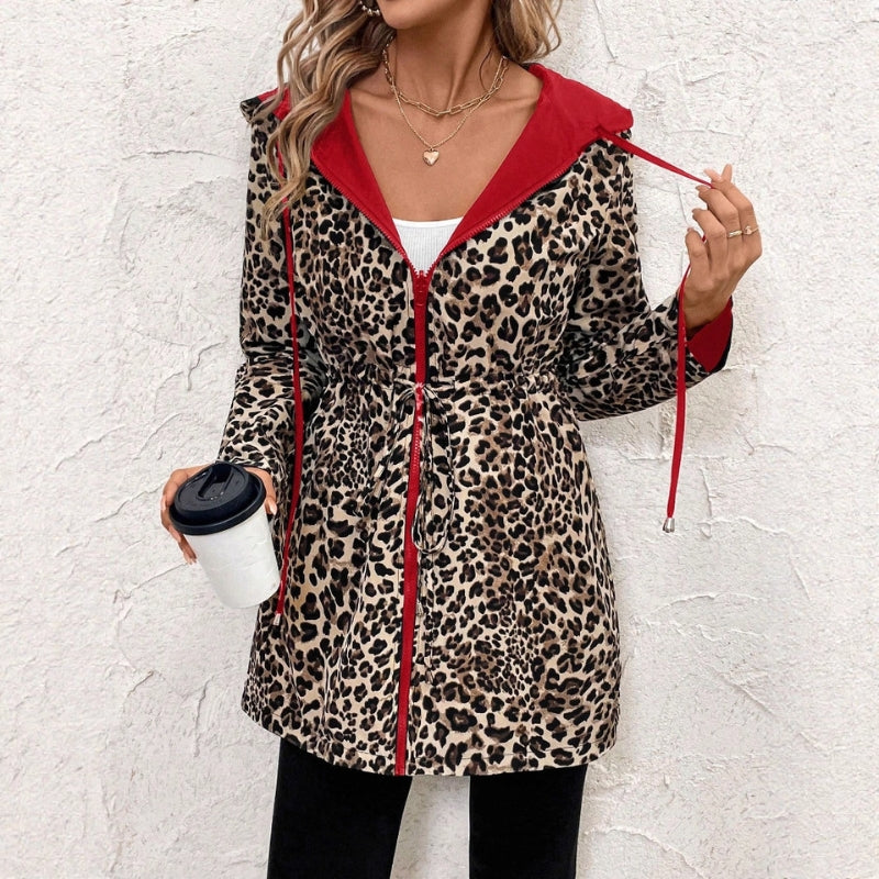Chloe - Double sided hooded coat with zip closure
