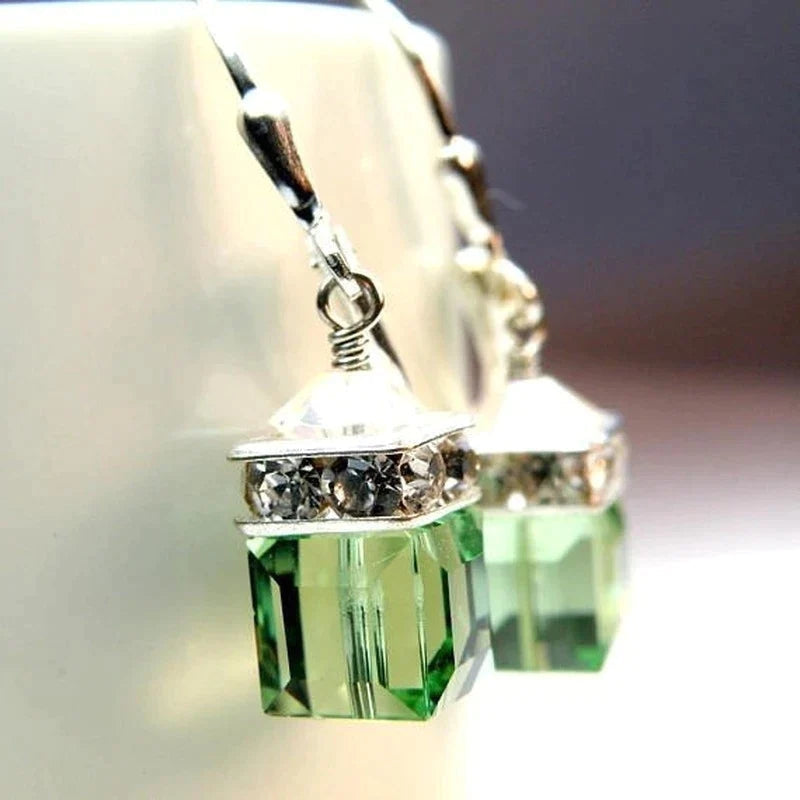 Lina - Dangle Earrings with Square-Shaped Decorative Accent