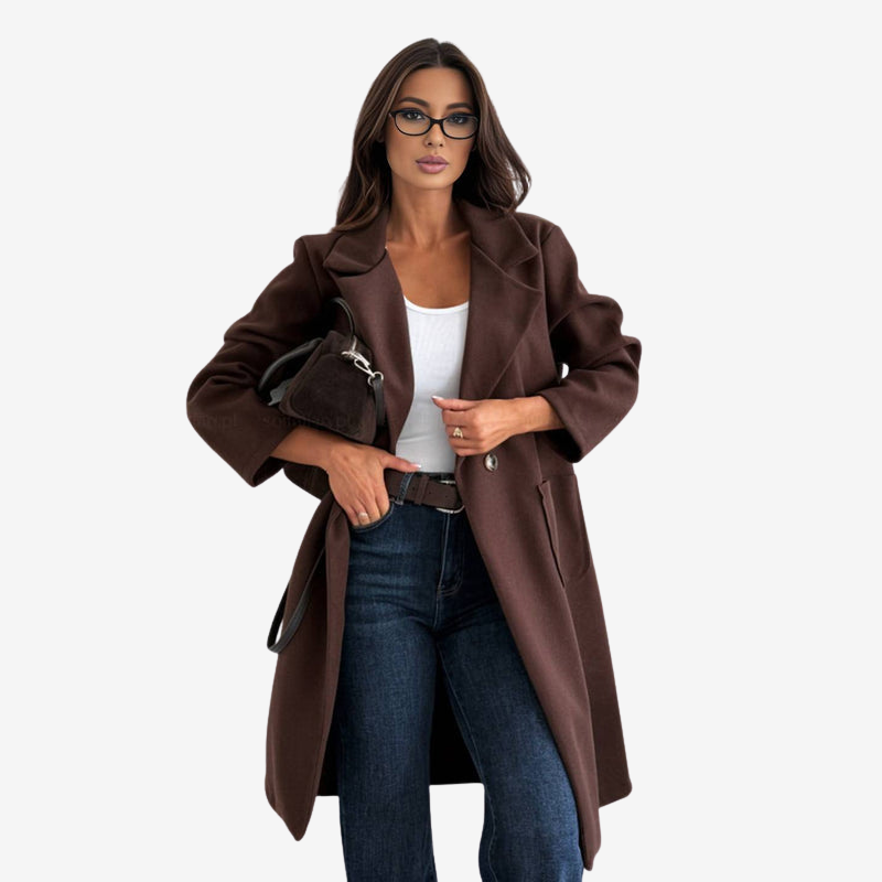 Zariah - Long Sleeve Coat with Button Closure