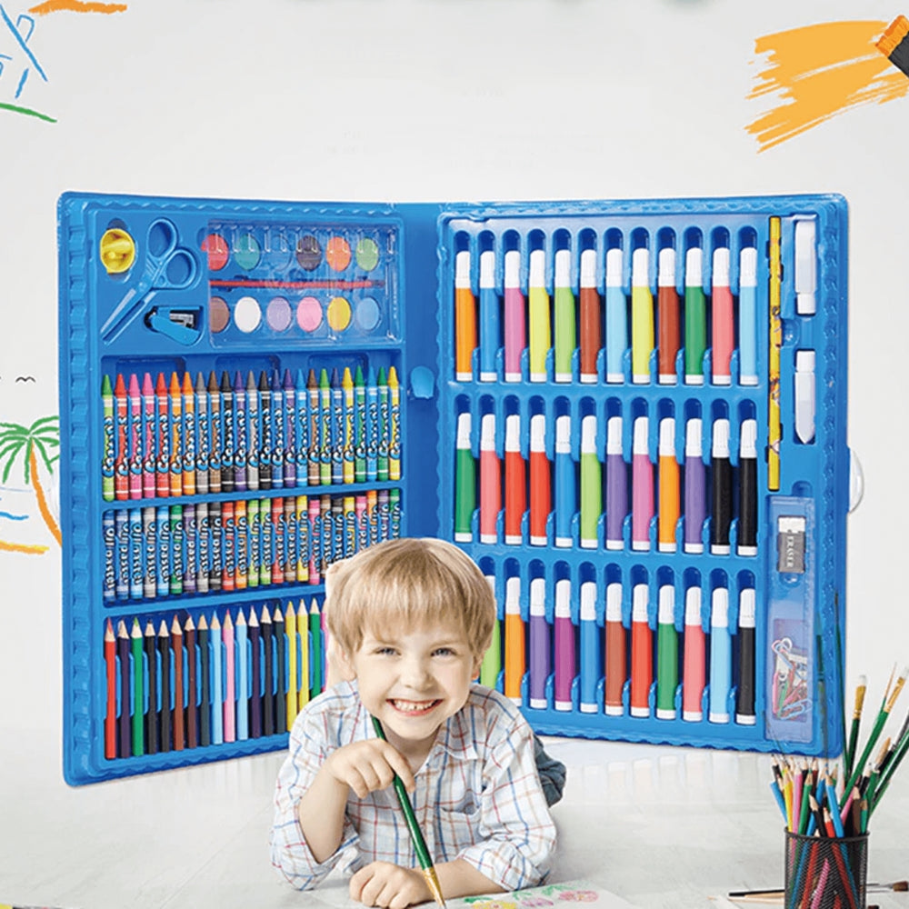 CraftiKidz – Kompletny zestaw 208 przyborów do rysowania dla początkujących twórców i młodych artystów