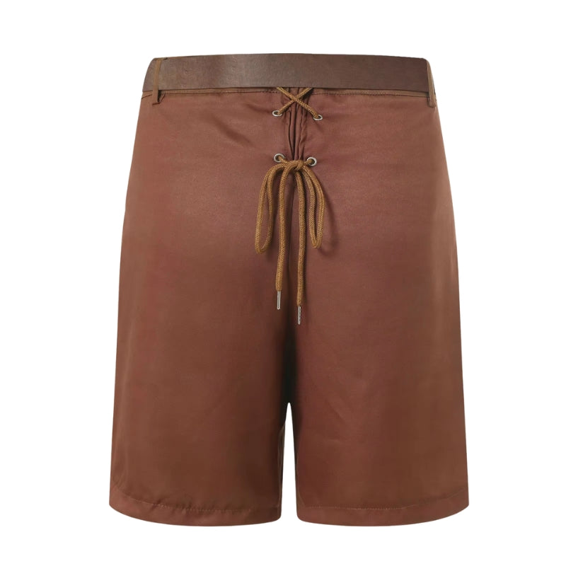 Thomas – Pantaloni Scurți Brodați cu Model Floral, Curea și Buzunare