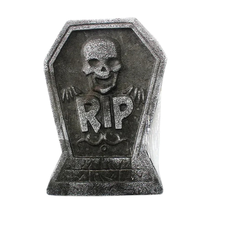 GraveGlow – Penová dekorácia náhrobku s efektom opotrebovaného kameňa na Halloween