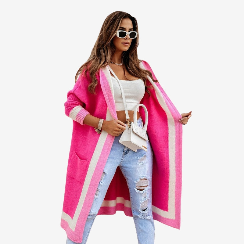 Lunara – Long open front jacket with long sleeves