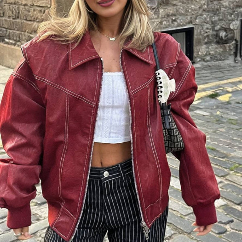 Amelia – Oversized Long Sleeve Jacket with Zipper