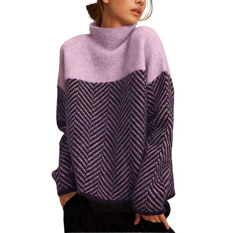 Charlotte – Pull oversize à col montant et manches longues