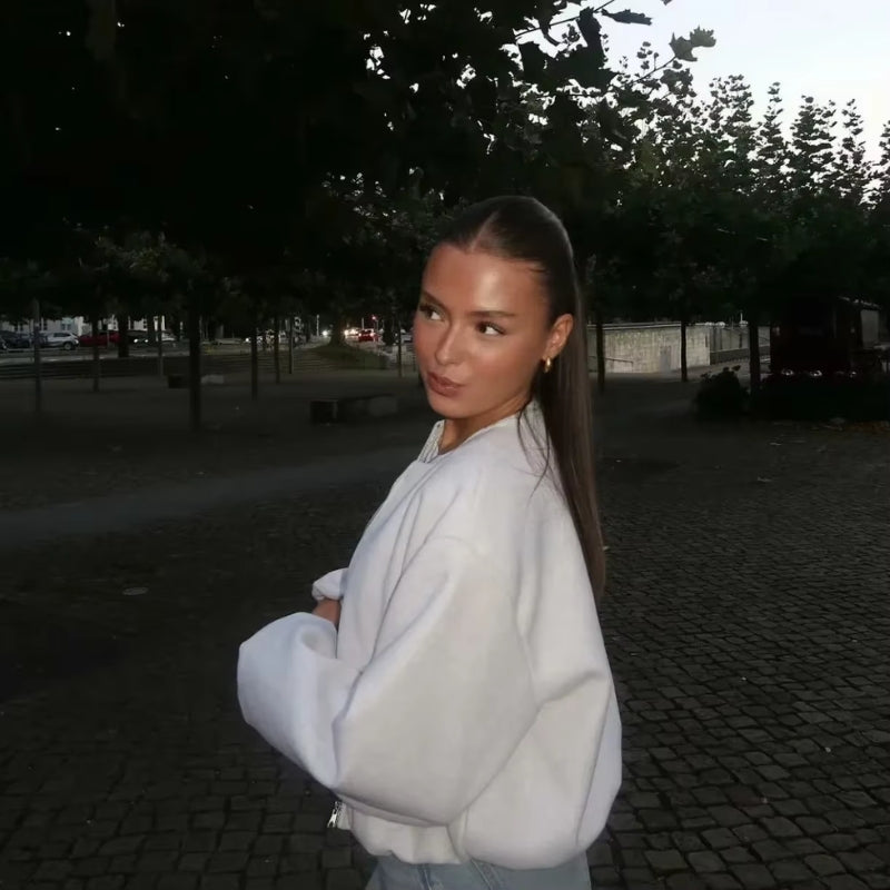 Ava – Krátká bomber bunda se zipem a dlouhými rukávy