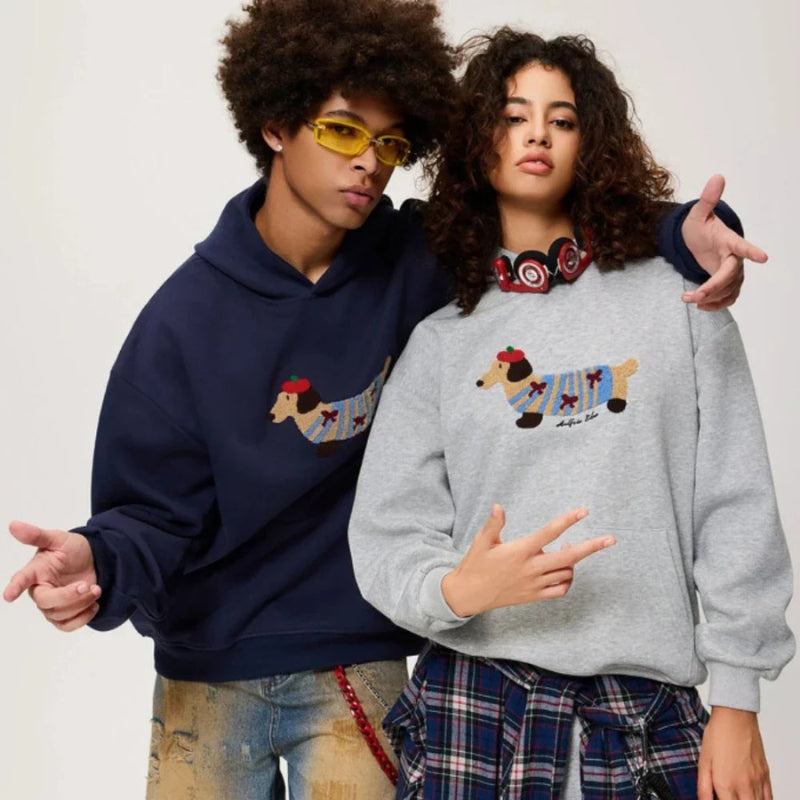 CozyKeen - Long sleeve hoodie with dog embroidery