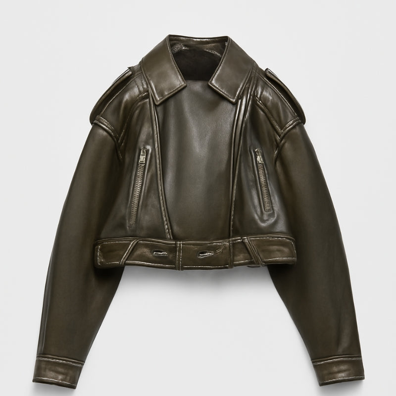 Hannah - Cappotto con Maniche Lunghe, Chiusura a Zip e Fascia in Vita
